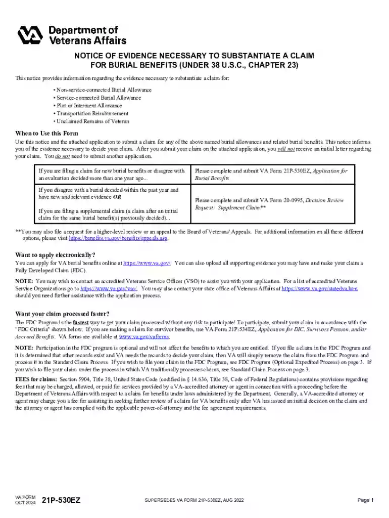 Va Form 21p-530ez Preview on Page 1