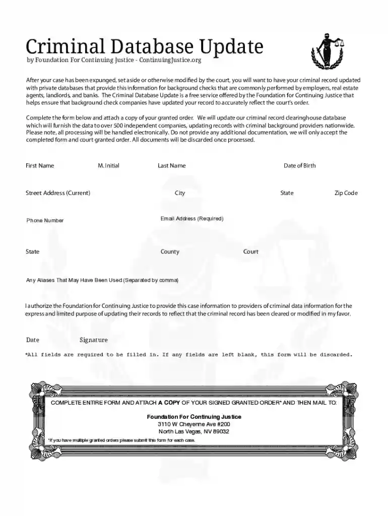 Criminal Database Update Preview on Page 1