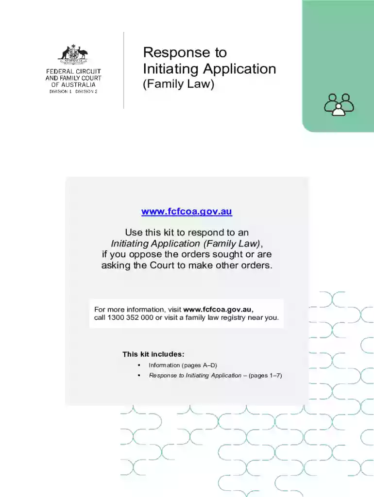 Response to Initiating Application (family Law) Preview on Page 1