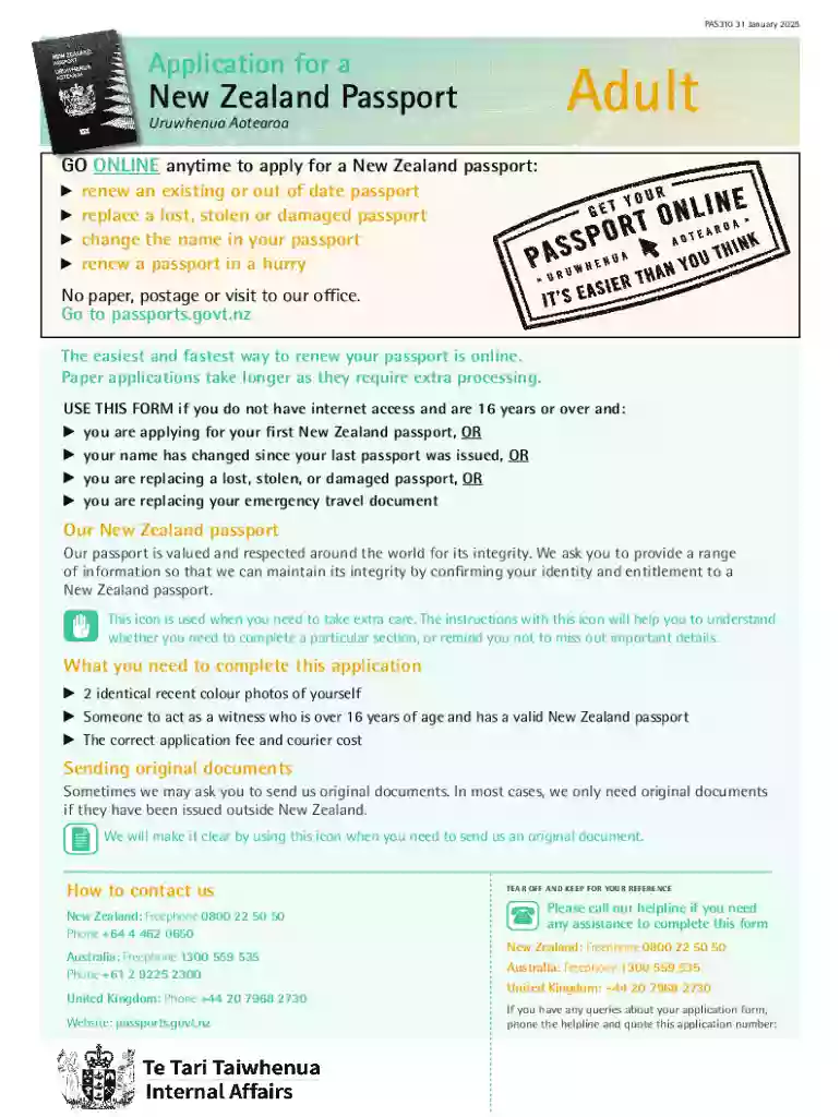 nz passport adult form Preview on Page 1