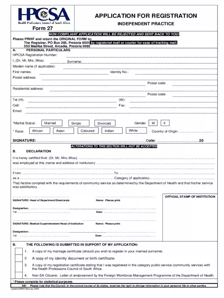 Application for Registration Preview on Page 1