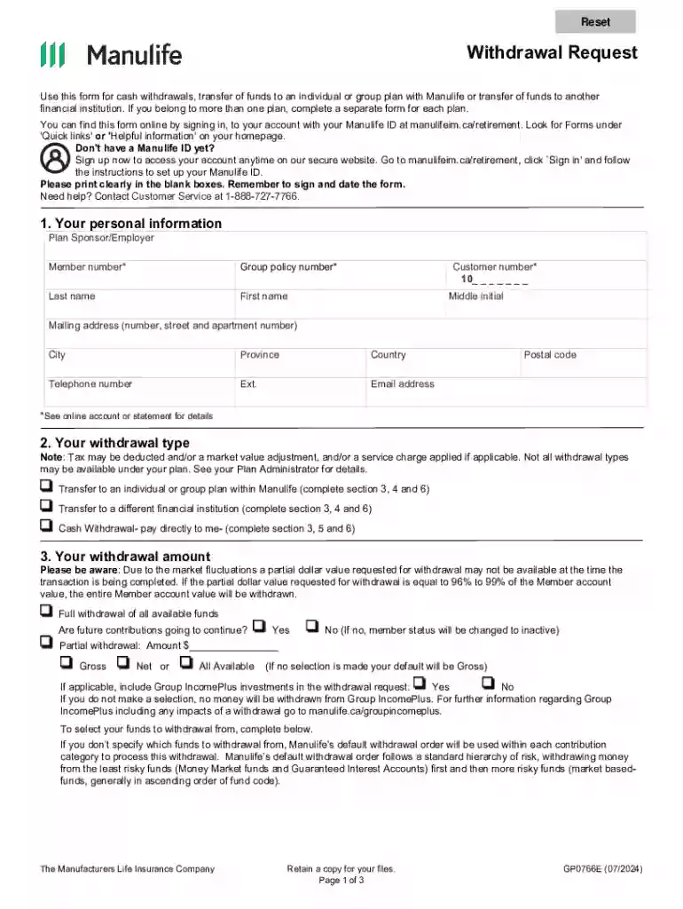 Withdrawal Request Preview on Page 1