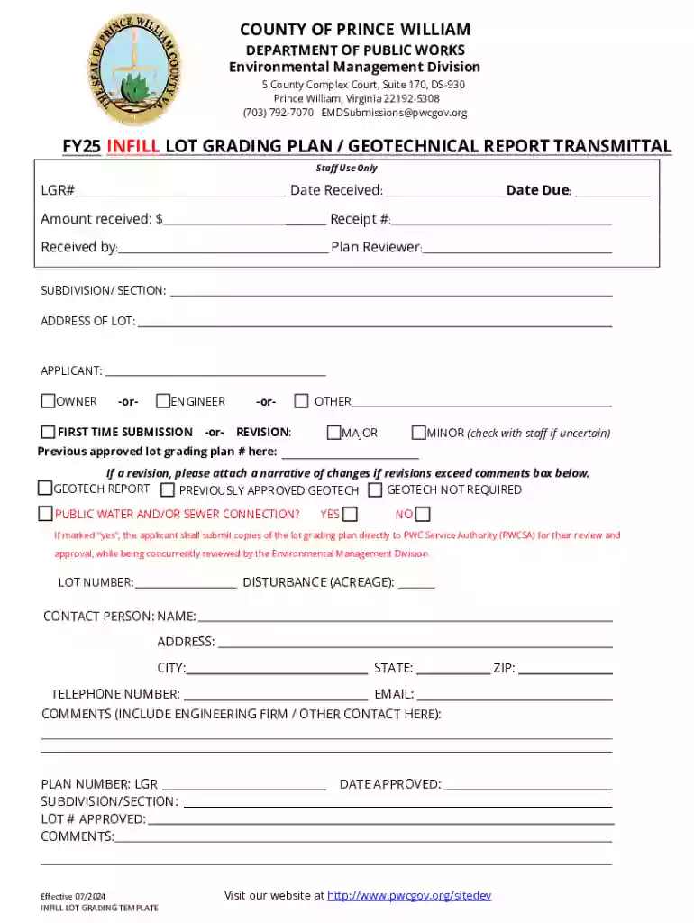 Fy25 Infill Lot Grading Plan Geotechnical Report Transmittal Preview on Page 1