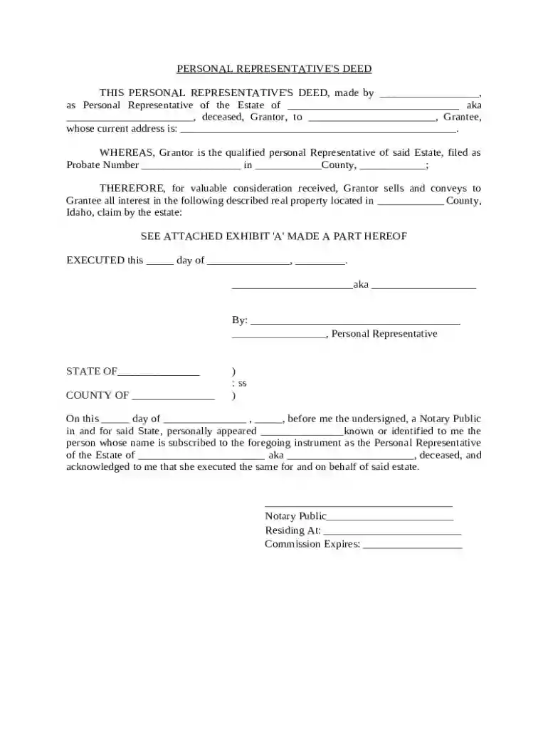 Personal Representative's Deed Preview on Page 1