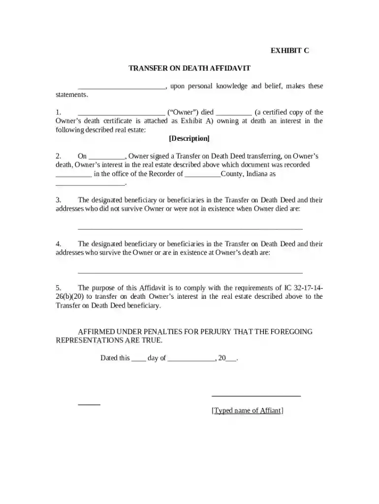 Transfer on Death Affidavit Preview on Page 1