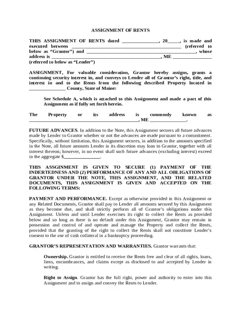 Assignment of Rents Preview on Page 1