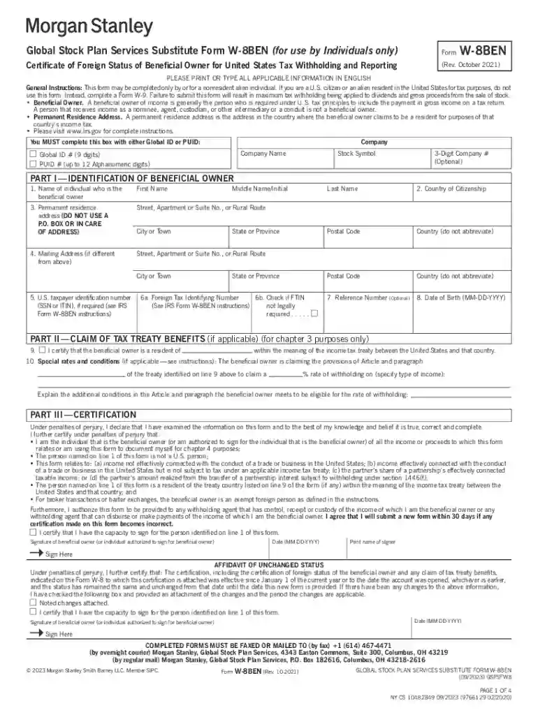 W-8ben Preview on Page 1