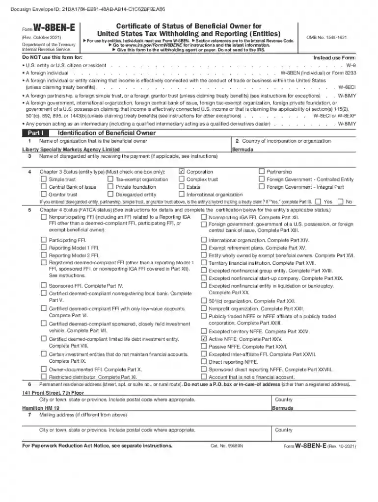 W-8ben-e Preview on Page 1