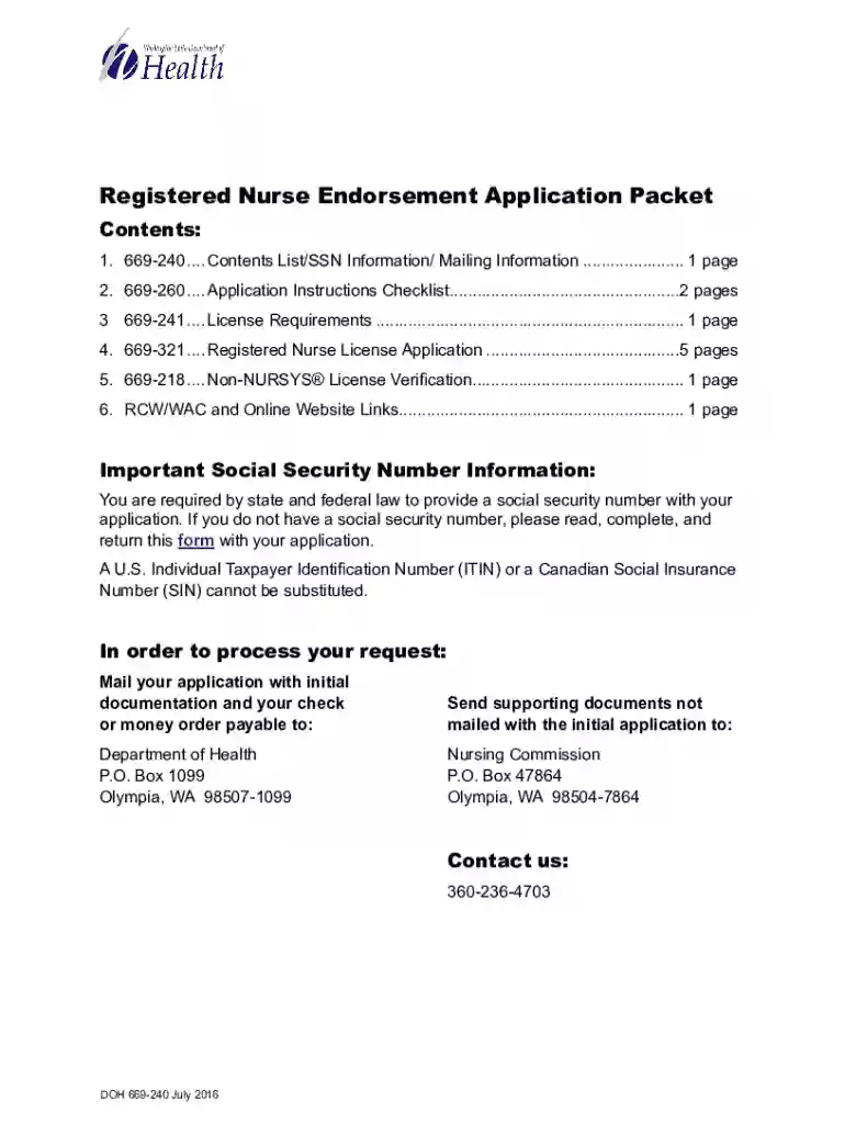 Registered Nurse Activation by Endorsement Application Preview on Page 1