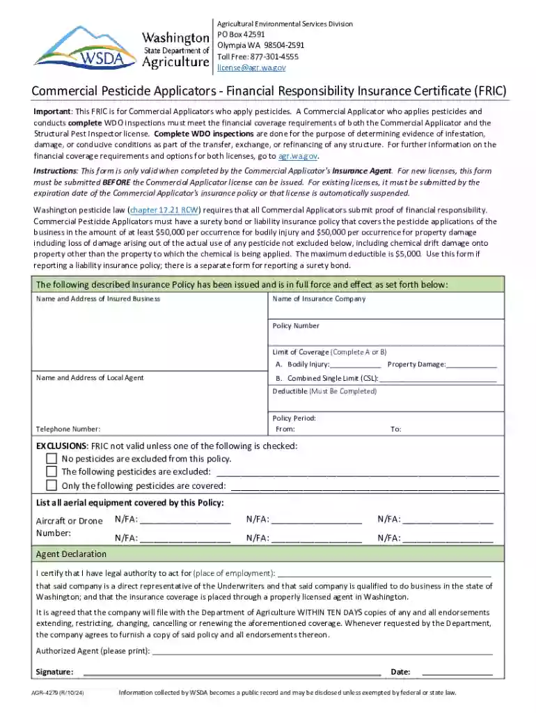 WSDA Form 4279 Preview on Page 1