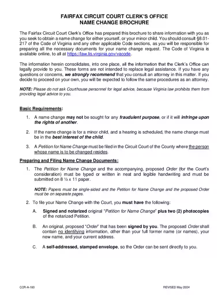 Name Change Brochure Preview on Page 1