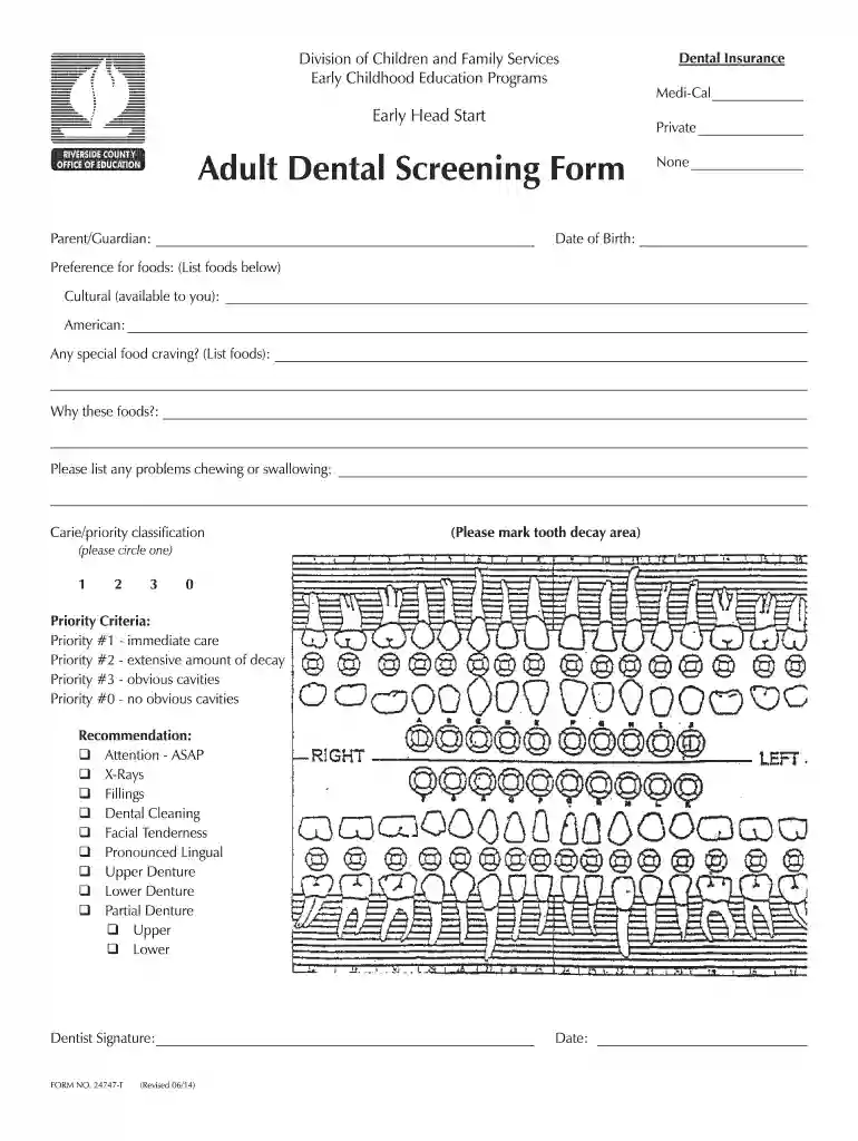 dental exam form Preview on Page 1