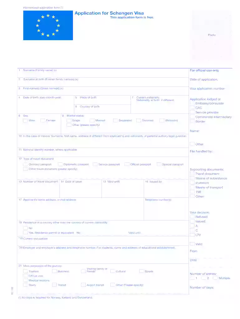 harmonised application form Preview on Page 1