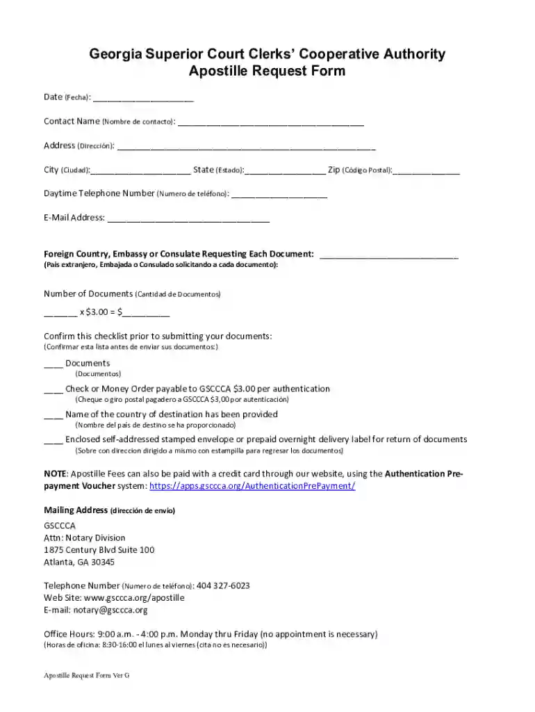 Apostille Request Form Preview on Page 1