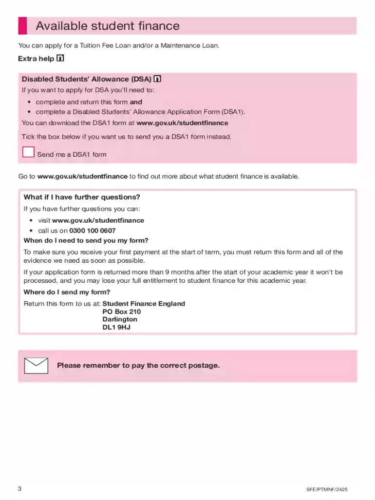 UK Part-Time Student Finance Application Form 2024 25 Preview on Page 1