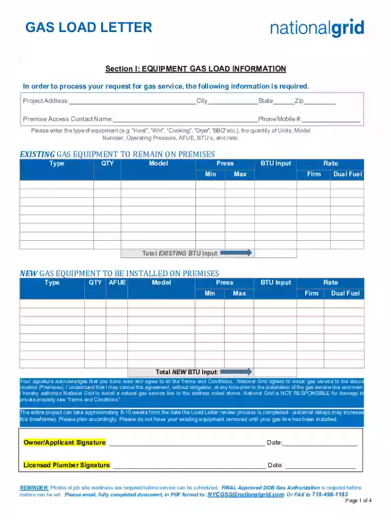Gas Load Letter Preview on Page 1