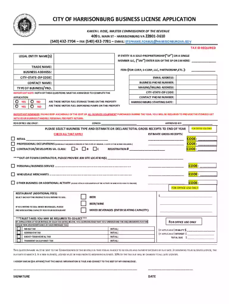 Business License Application Preview on Page 1