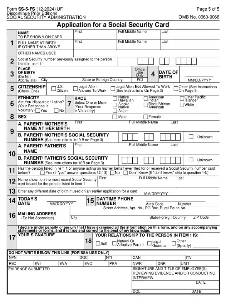 Form Ss-5-fs Preview on Page 1