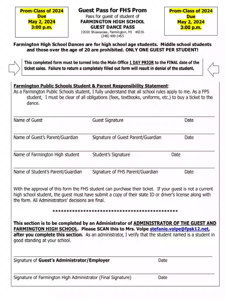 Guest Pass for Fhs Prom Preview on Page 1