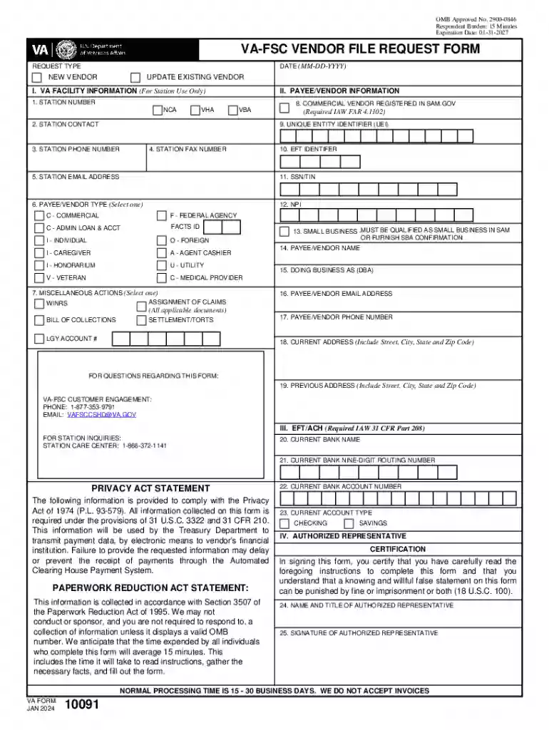 Va-fsc Vendor File Request Preview on Page 1