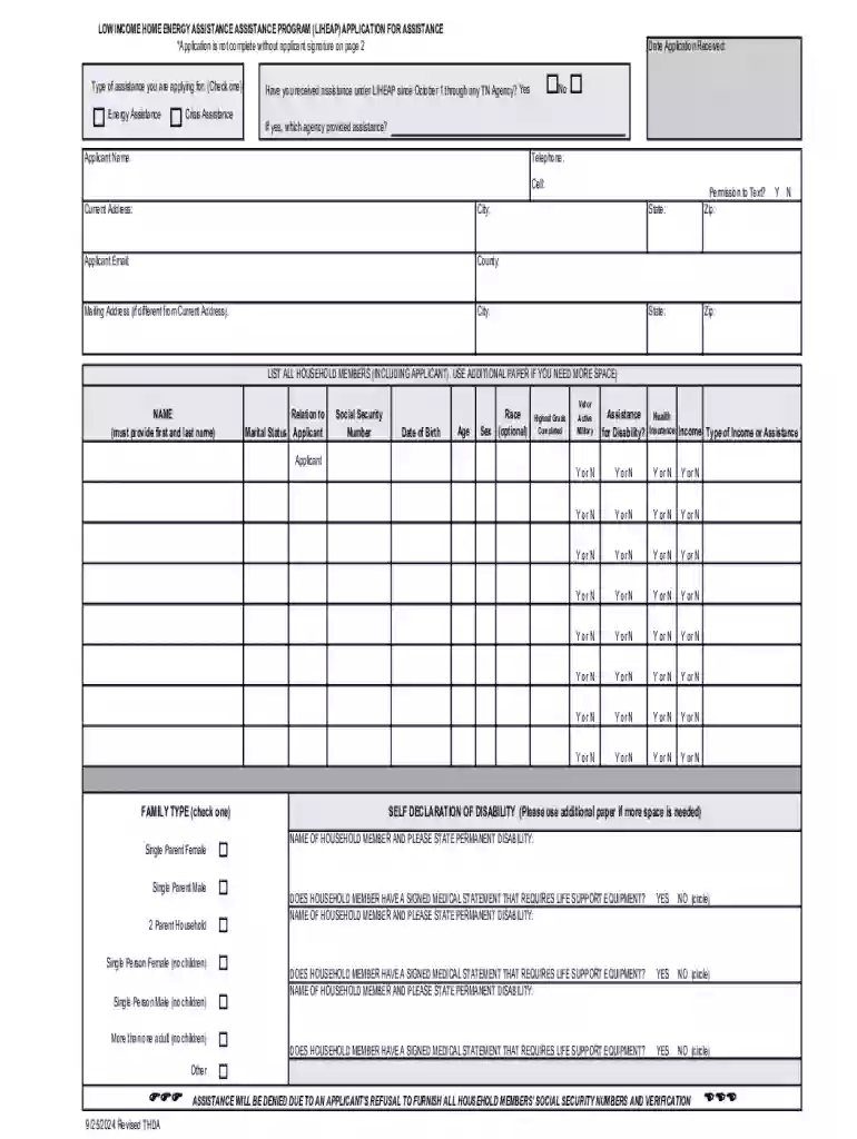 Low Income Home Energy Assistance Program (liheap) Application for Assistance Preview on Page 1