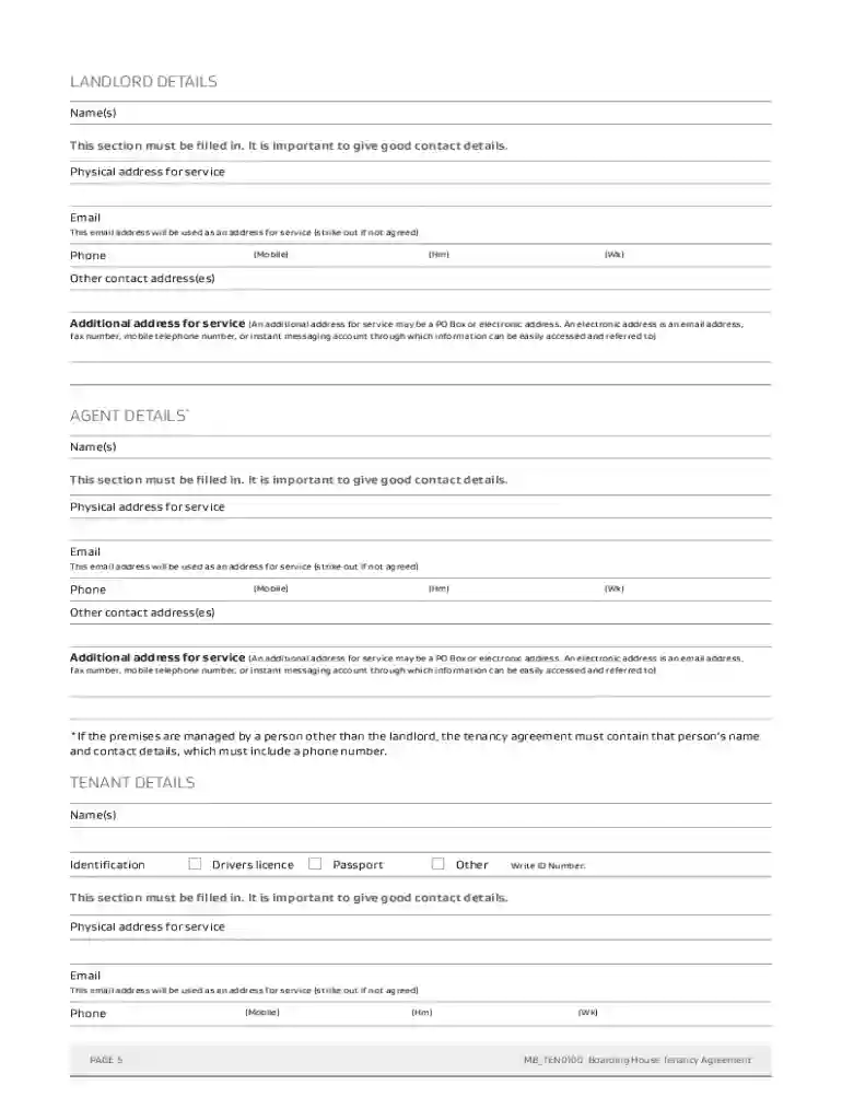 Boarding House Tenancy Agreement Preview on Page 1