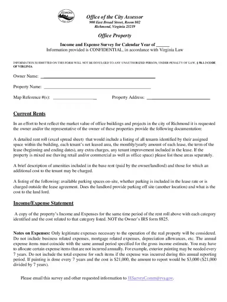 Income and Expense Survey Preview on Page 1