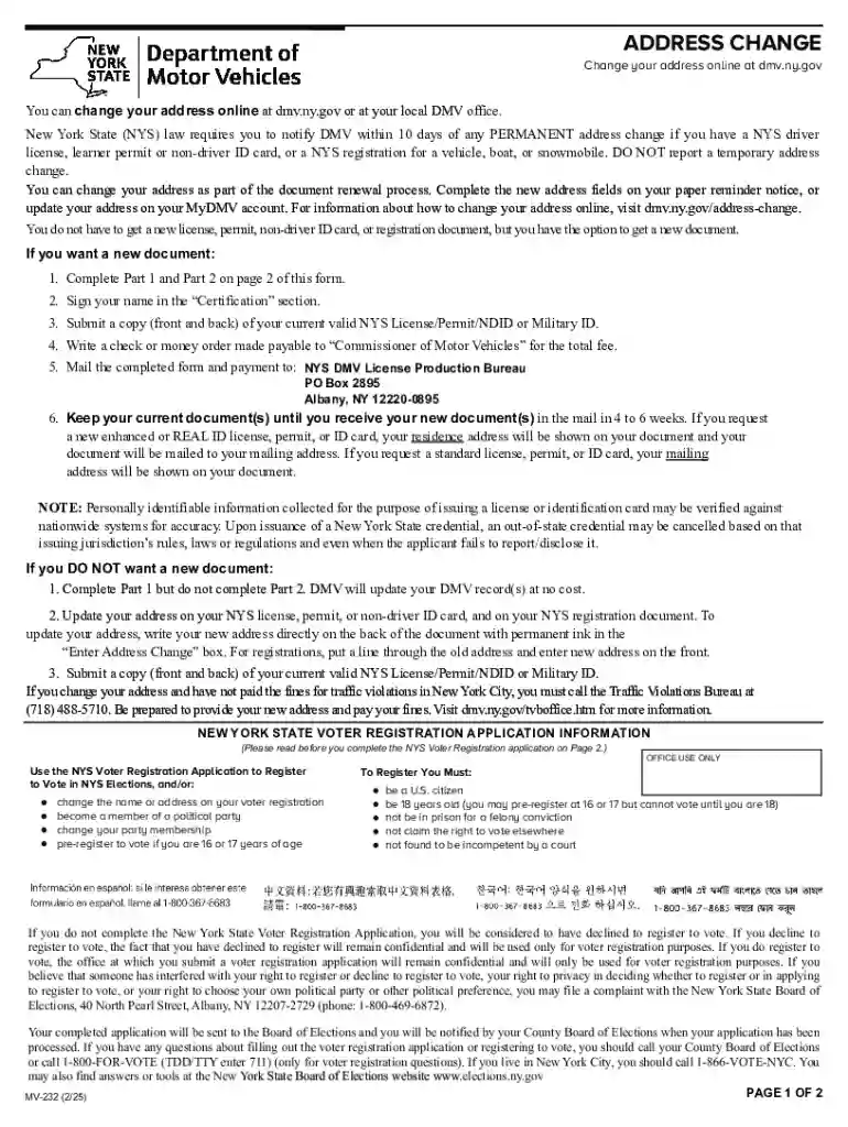 Address Change Preview on Page 1