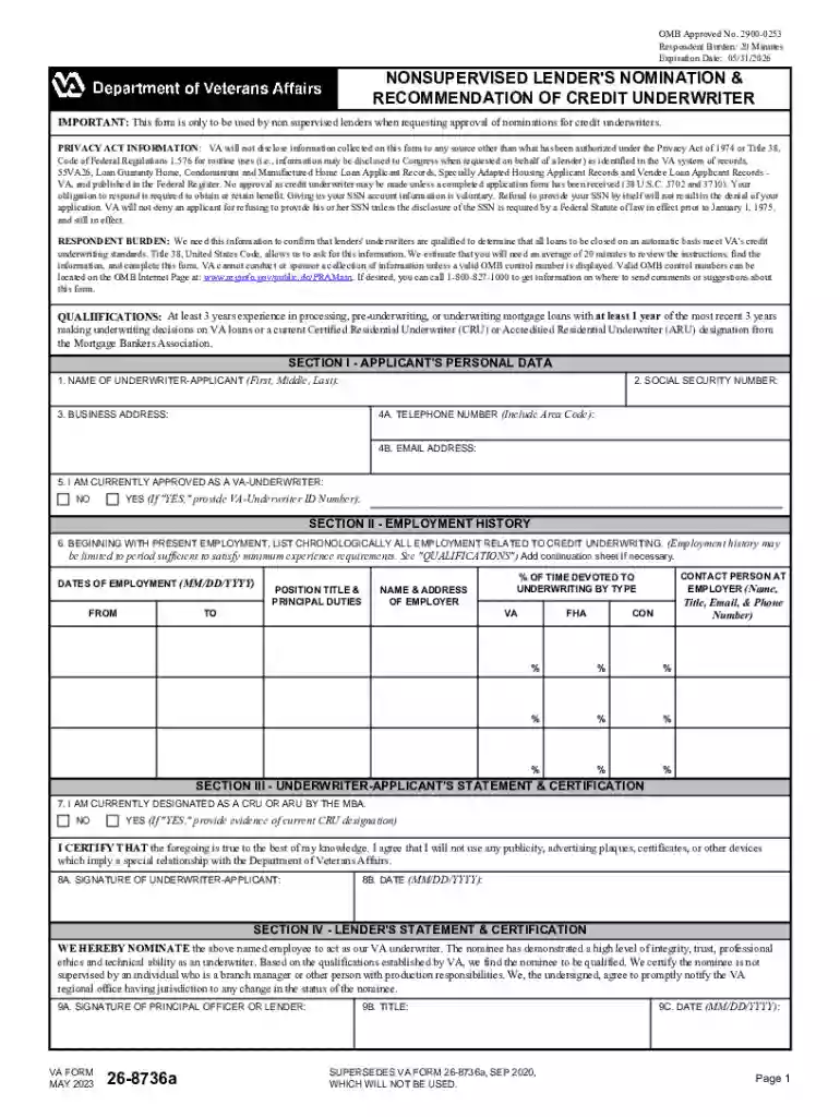 VA Form 26-8736a Preview on Page 1