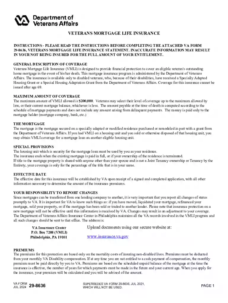 Va Form 29-8636 Preview on Page 1