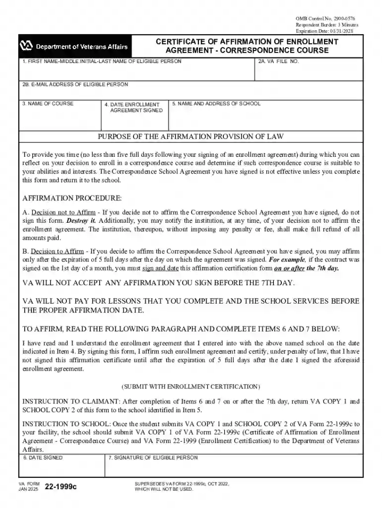 Va Form 22-1999c Preview on Page 1