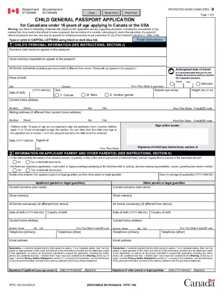 Child General Passport Application Preview on Page 1