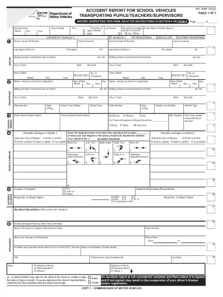 Accident Report for School Vehicles Preview on Page 1