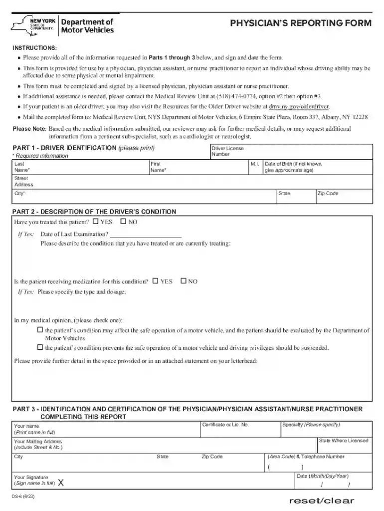 Physician s Reporting Form Preview on Page 1
