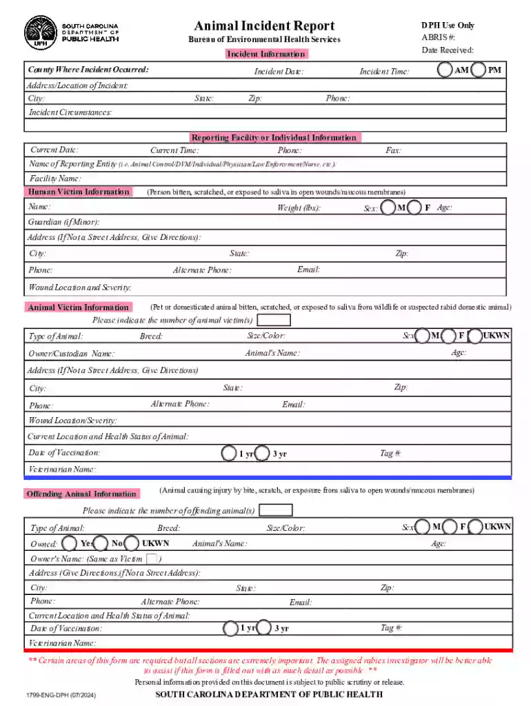 Animal Incident Report Preview on Page 1