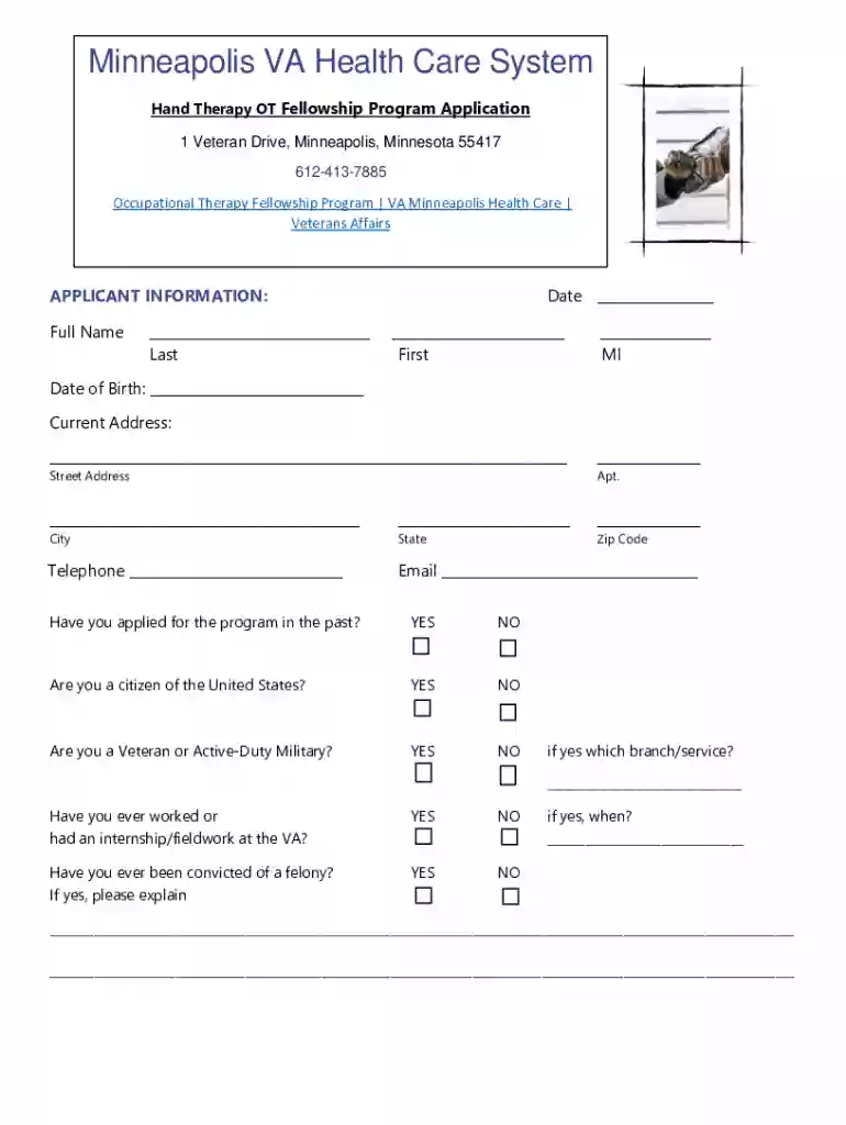 Hand Therapy Ot Fellowship Program Application Preview on Page 1
