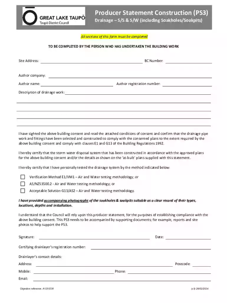 171 Producer Statement Template - Drainage#2 Preview on Page 1