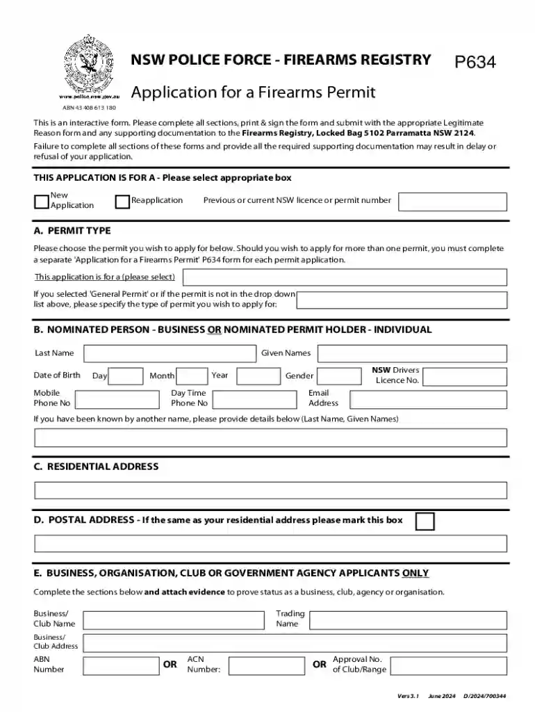 Application for a Firearms Permit Preview on Page 1