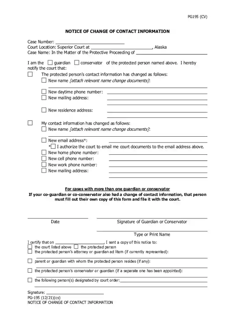 PG-195 Notice of Change of Address Preview on Page 1