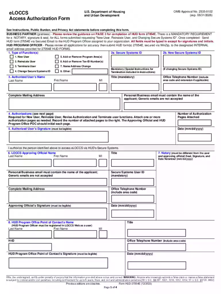 Eloccs Access Authorization Form Preview on Page 1