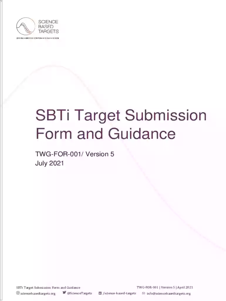 SBTi Target Submission Form and Guidance Preview on Page 1