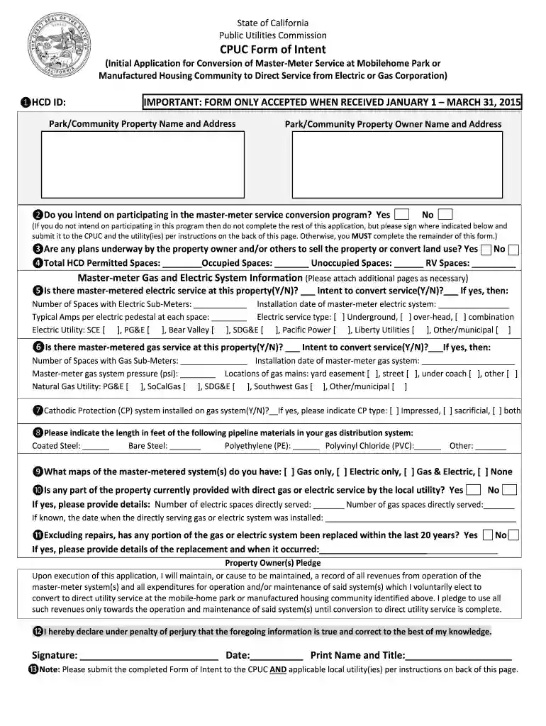 cpuc form intent Preview on Page 1