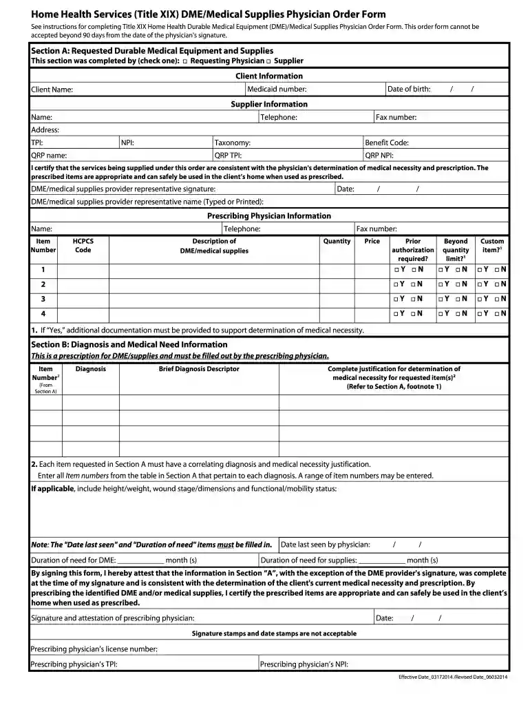 dme order form pdf Preview on Page 1