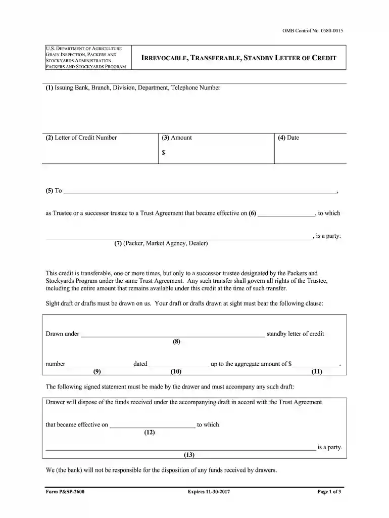 usda irrevocable standby letter credit Preview on Page 1