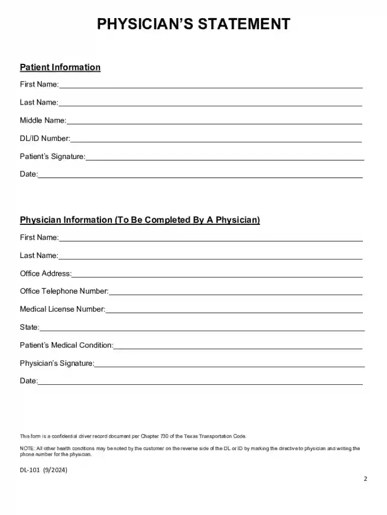 Texas Physician s Statement for Communication Impediment Preview on Page 1