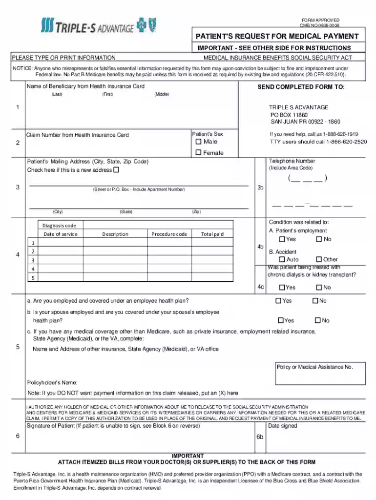 Patient s Request For Medical Payment Preview on Page 1