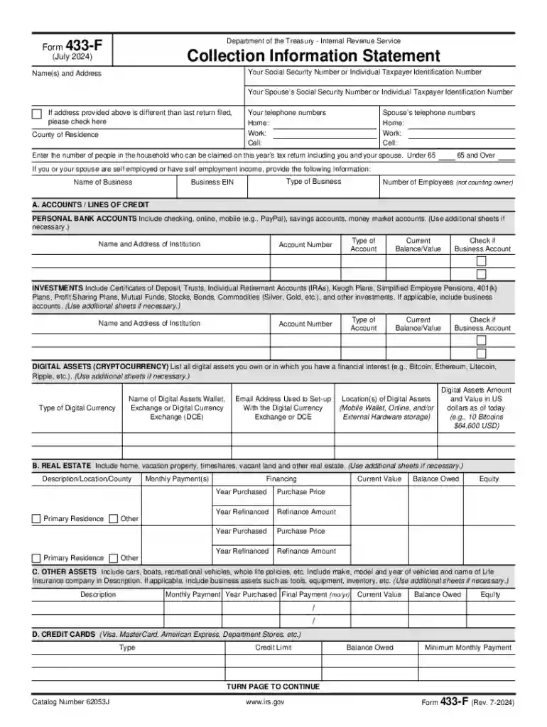 Form 433-f Preview on Page 1