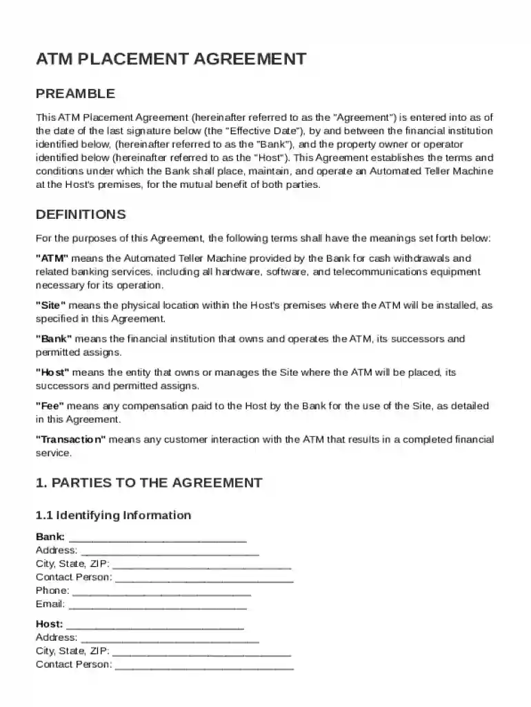 ATM Placement Agreement Template Preview on Page 1