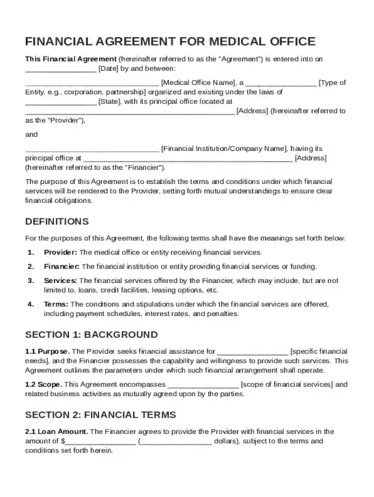 Financial for Medical Office Agreement Template Preview on Page 1