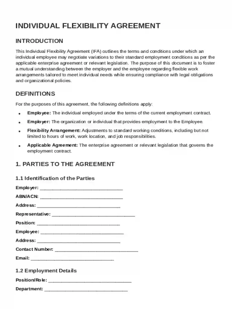 Individual Flexibility Agreement Template Preview on Page 1